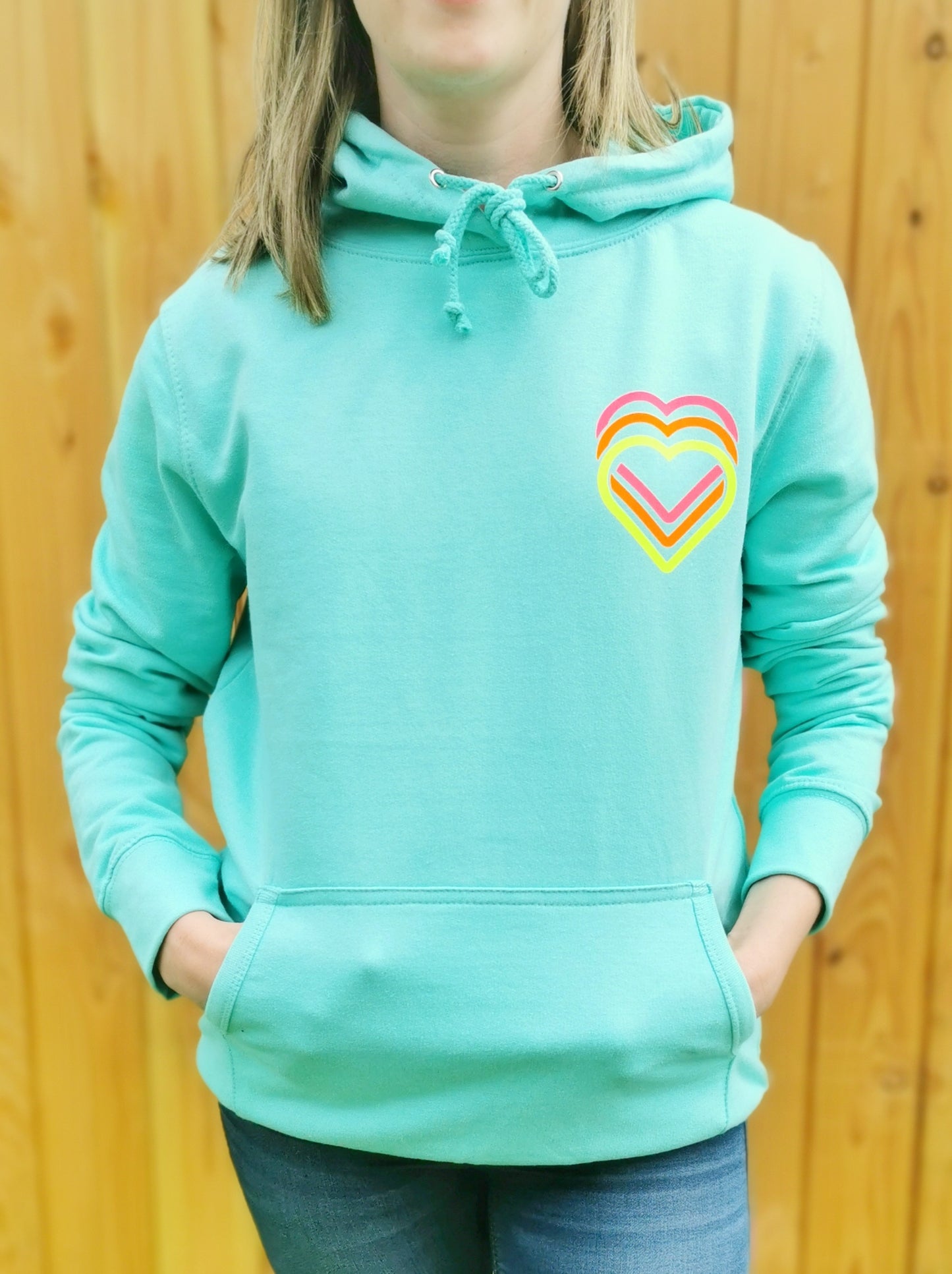 Neon Hearts Ladies Hoodie