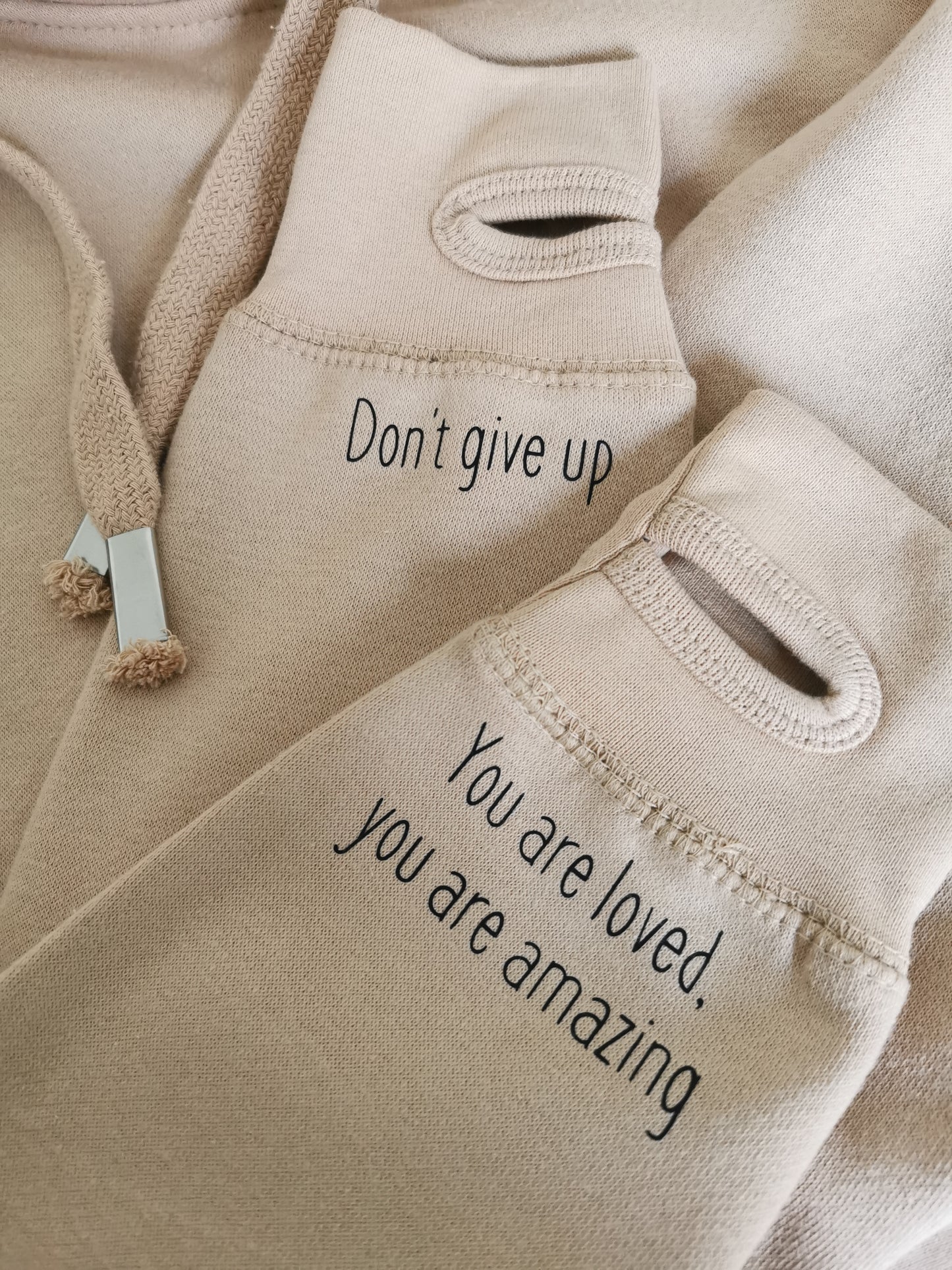 Cuff Comments Ladies Cross Neck Hoodie With Fine Font