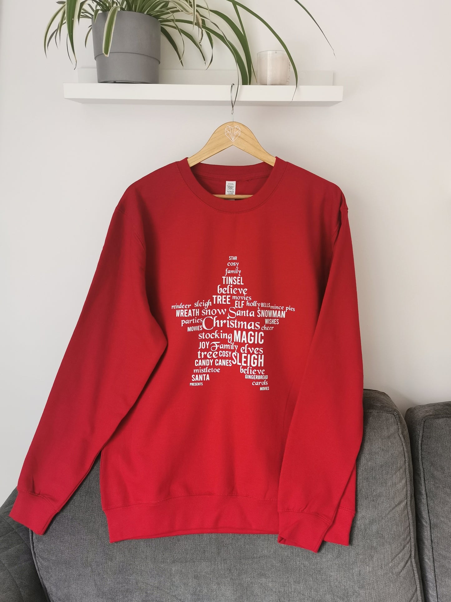 Christmas Star Word Cloud Ladies and Mens Sweatshirt