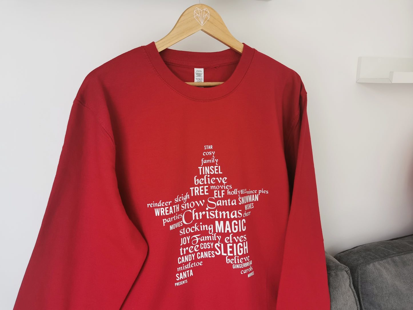 Christmas Star Word Cloud Ladies and Mens Sweatshirt