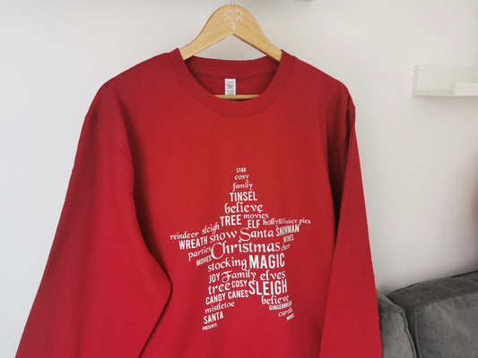 Christmas Star Word Cloud Ladies and Mens Sweatshirt