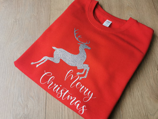 Reindeer Merry Christmas Ladies & Kids Sweatshirt