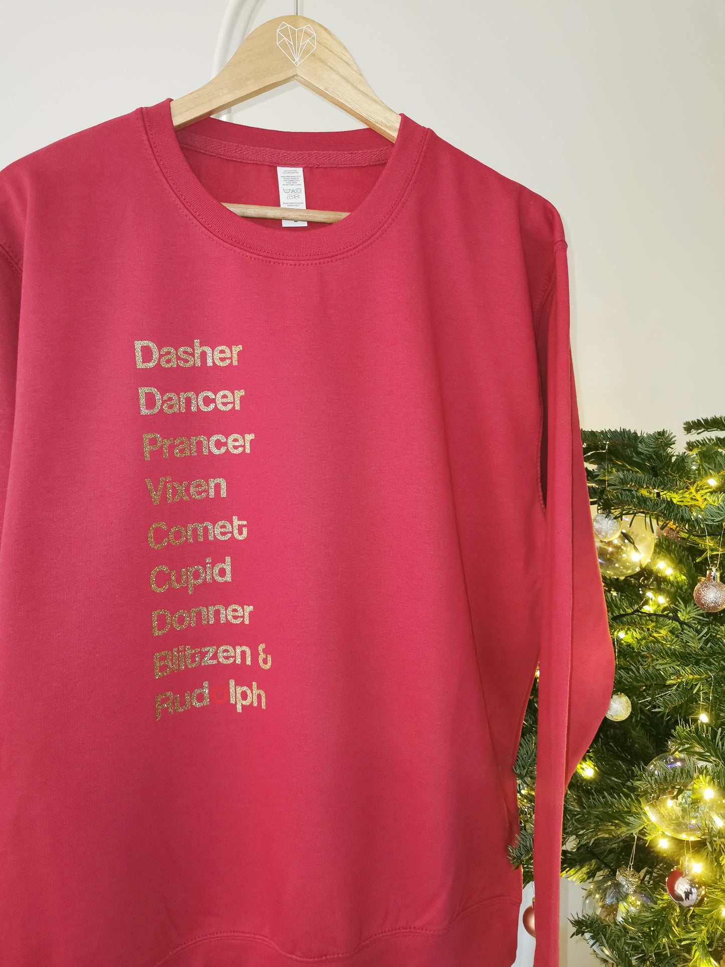 Reindeer List Ladies Glitter Christmas Sweatshirt