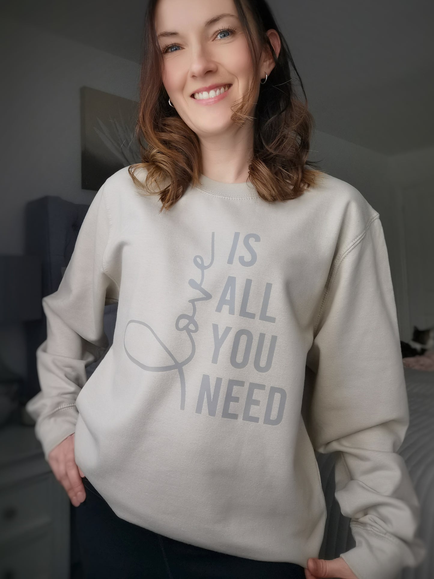 Love Is All You Need Ladies Slogan Sweatshirt