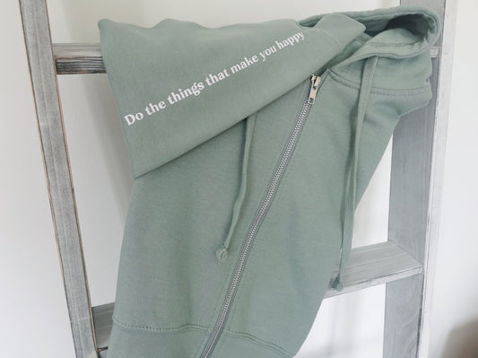 Do The Things That Make You Happy Ladies Cropped Zip Hoodie