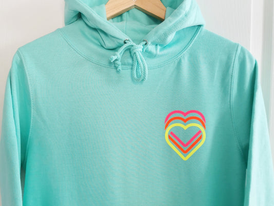 Neon Hearts Ladies Hoodie