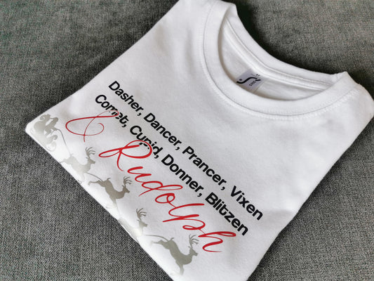 Reindeer List Script Ladies and Kids T-shirt