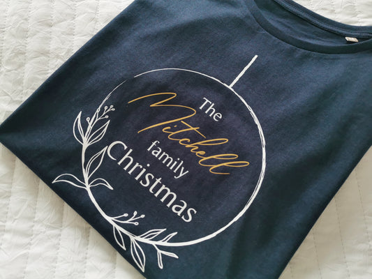 Personalised Family Christmas Bauble Adults and Kids T-shirt