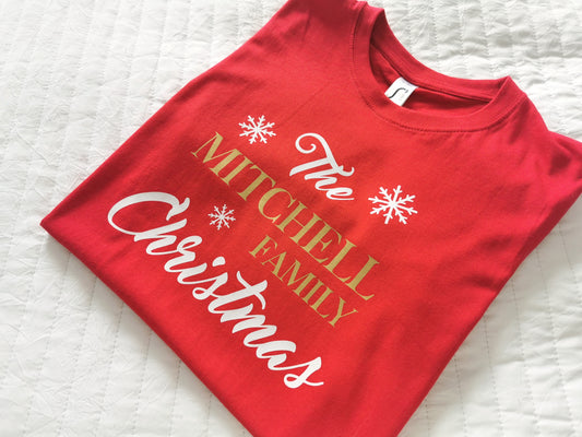 Personalised Family Christmas Adults and Kids T-shirt