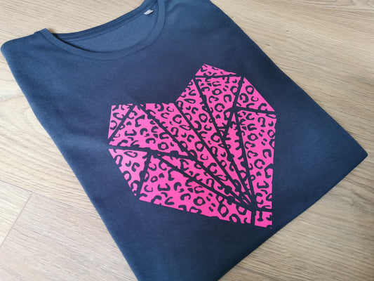 Fox Loves Leopard Print Ladies Grey And Pink T-shirt