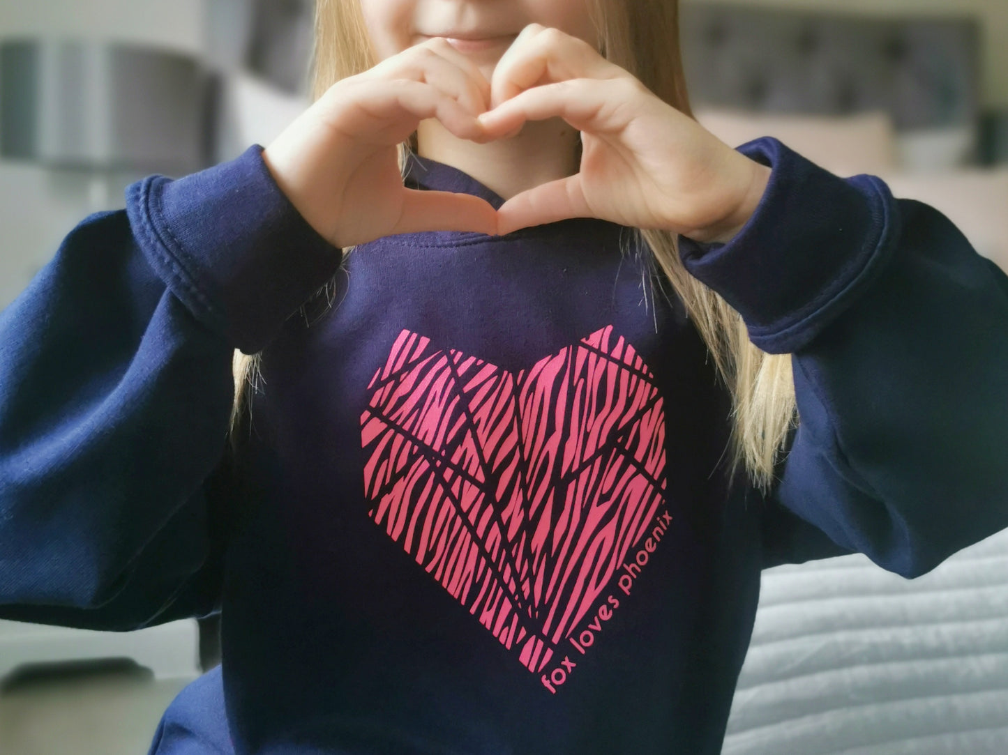 Fox Loves Zebra Print Kids Hoodie